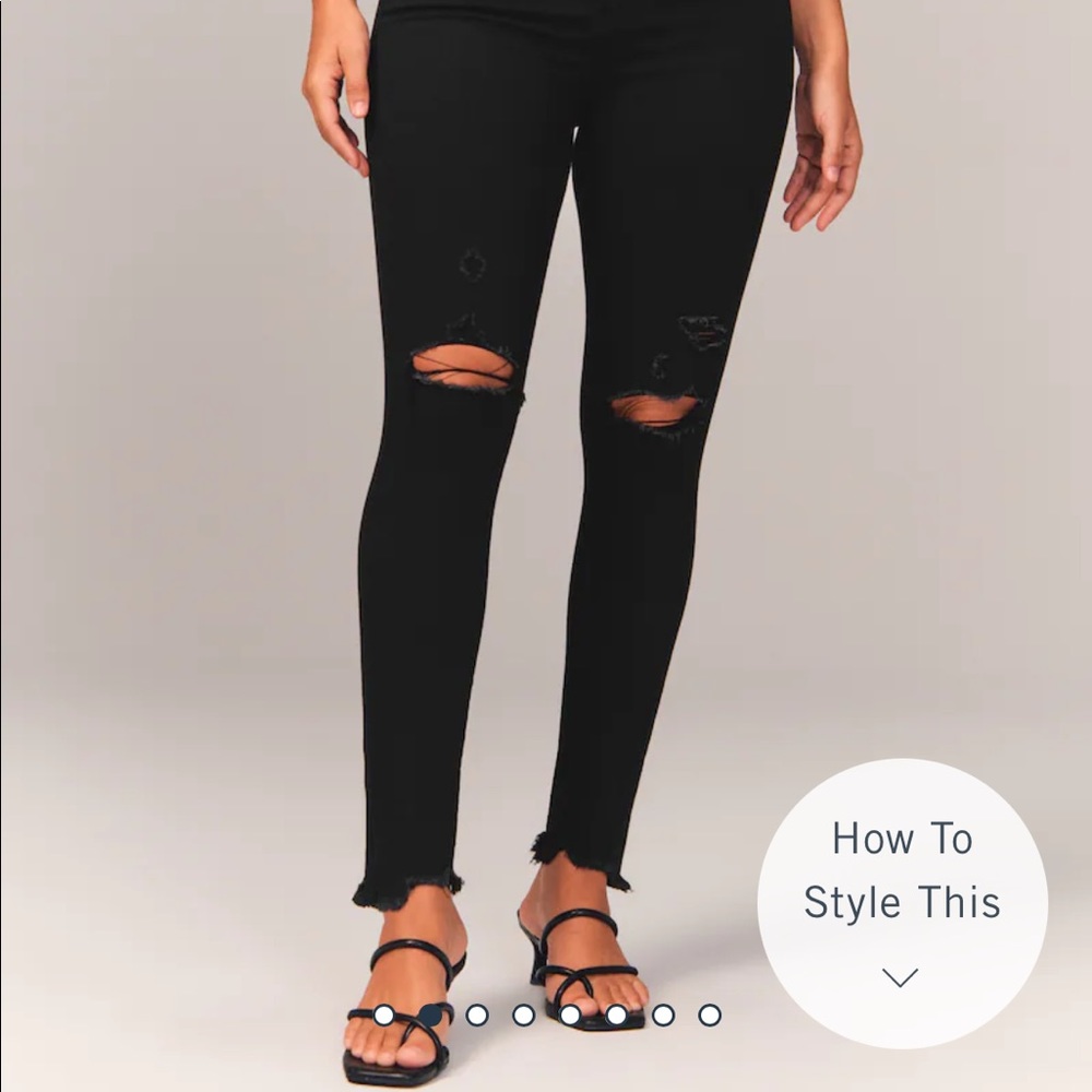 A&F Black Distressed Skinny Jeans